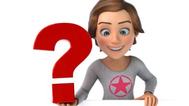 A smiling 3D cartoon character holding a big red question mark, asking what celebrity am i