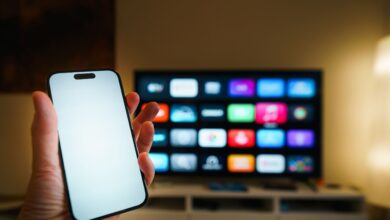 Samsung Smart TV home screen showing the Apps section, where users can search for, download, and add an app for quick access.