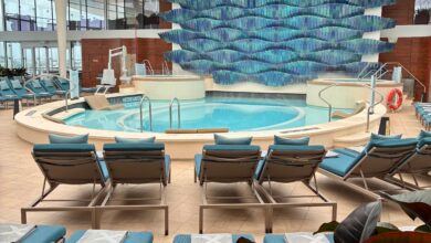 Celebrity Xcel, the newest ship in the Celebrity Cruises fleet, sailing across the ocean with its modern Edge Series design.