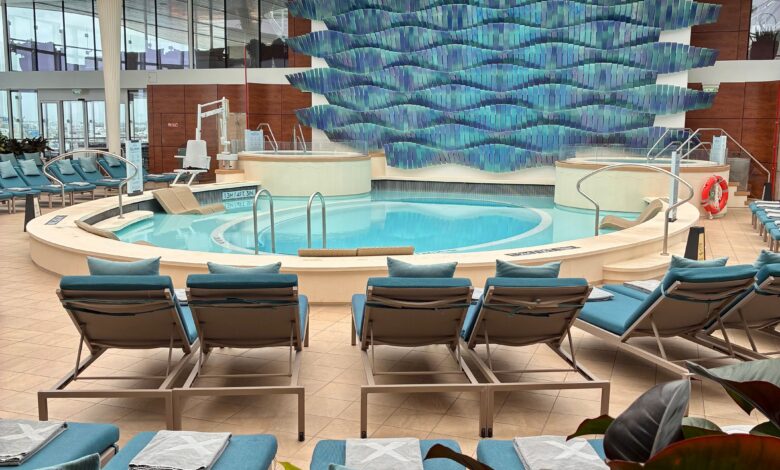 Celebrity Xcel, the newest ship in the Celebrity Cruises fleet, sailing across the ocean with its modern Edge Series design.