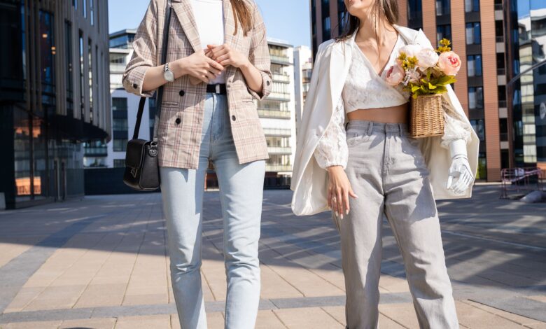 A stylish woman wearing a polished, modern outfit that reflects chic fashion through clean lines, neutral colours, and elegant accessories.